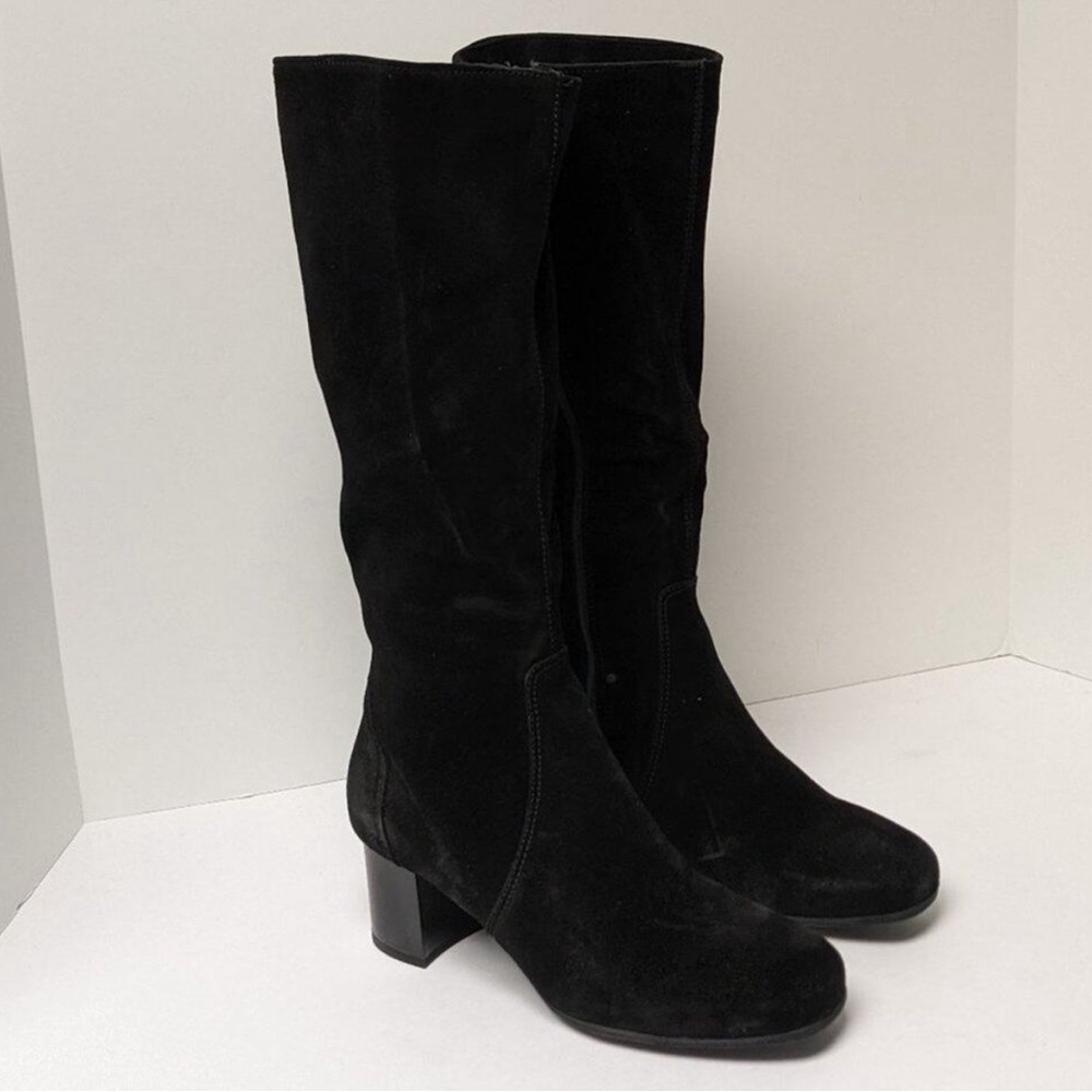 La Canadienne Jennifer Knee High Riding Boots, Black Suede, Women's 8 Wide